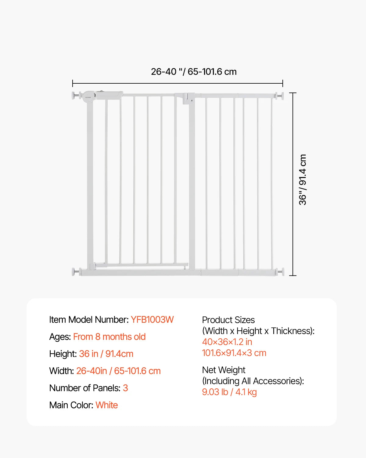 SucceBuy Baby Gate Walk Through Pet Security Pressure Mount