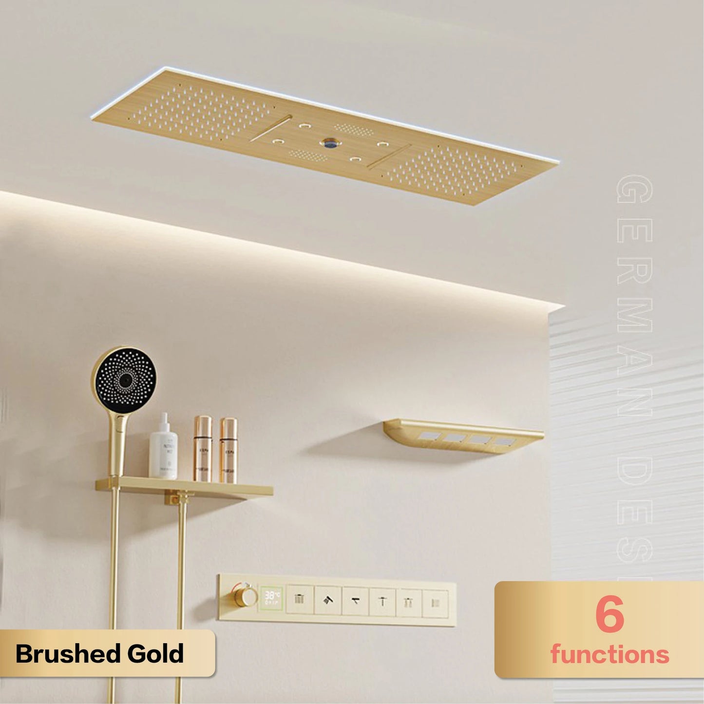 Aitana Luxury Brass Gunmetal LED Display Thermostatic Shower System