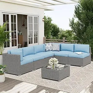 Outdoor Patio Sofa Set Rattan With Glass Table Cushions Included
