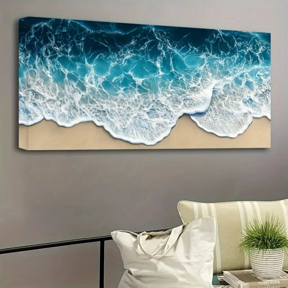 Blue Wave Texture Print Painting Modern Art Oil Painting For Interior Decor