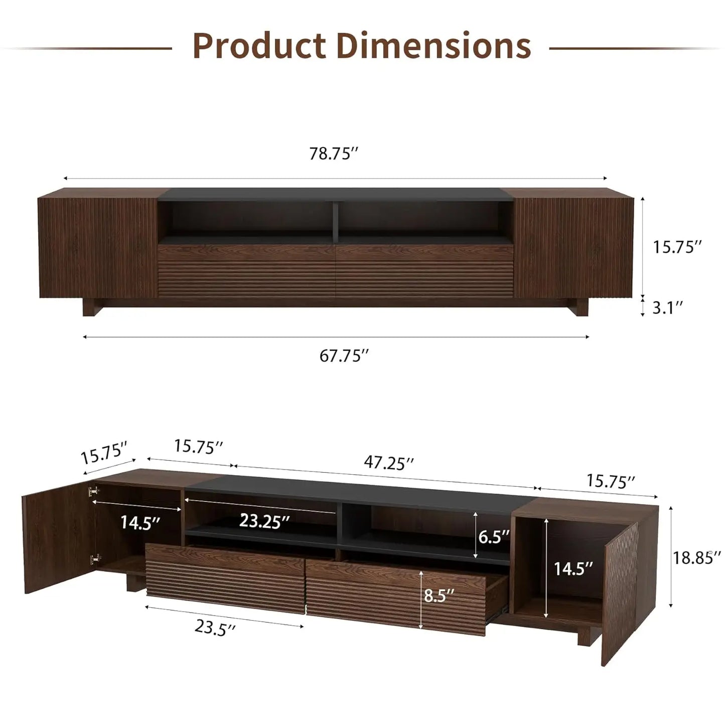 Guangbai TV Stand With Storage Cabinets And Drawers