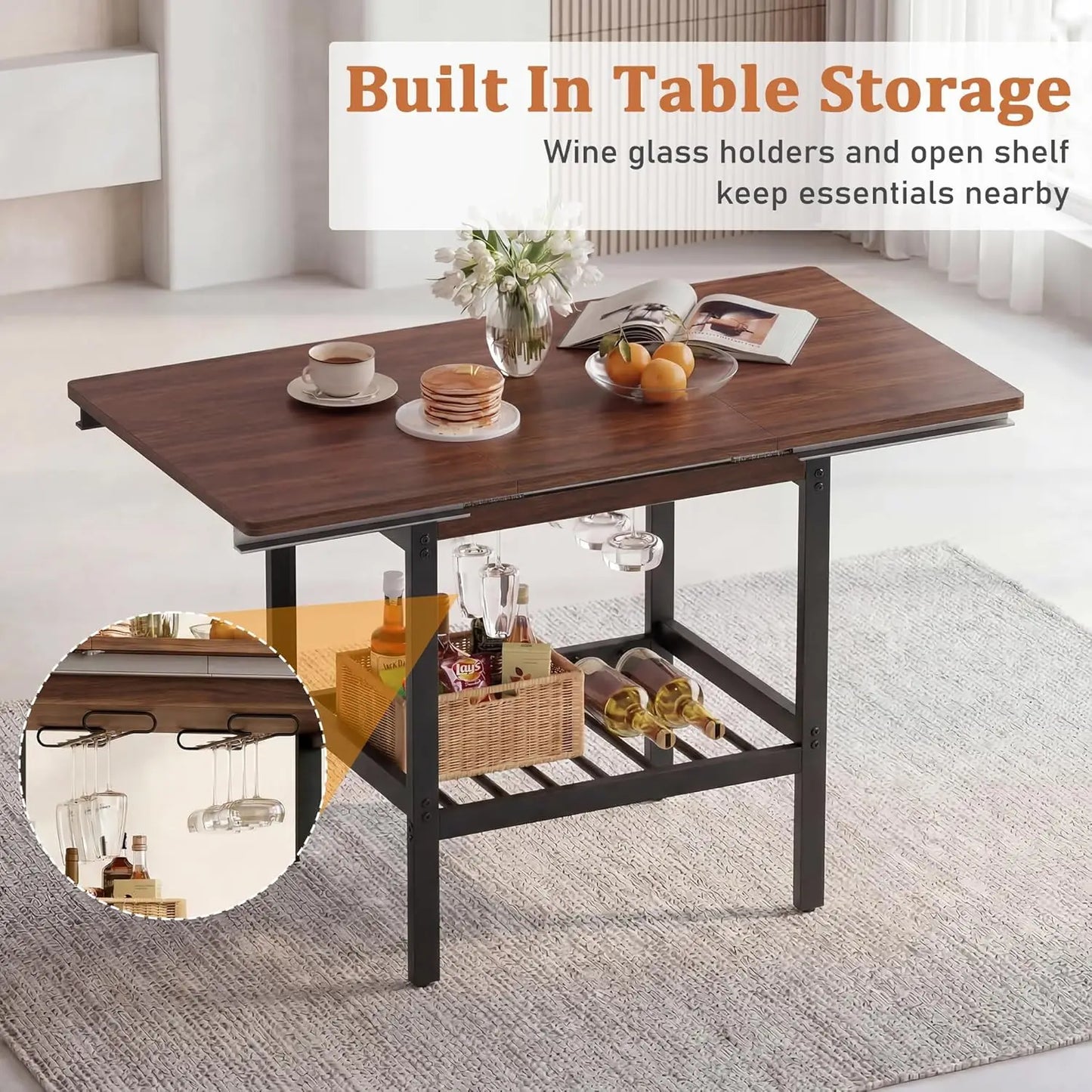 Extendable Breakfast Nook Table Set With Storage Benches And Stools