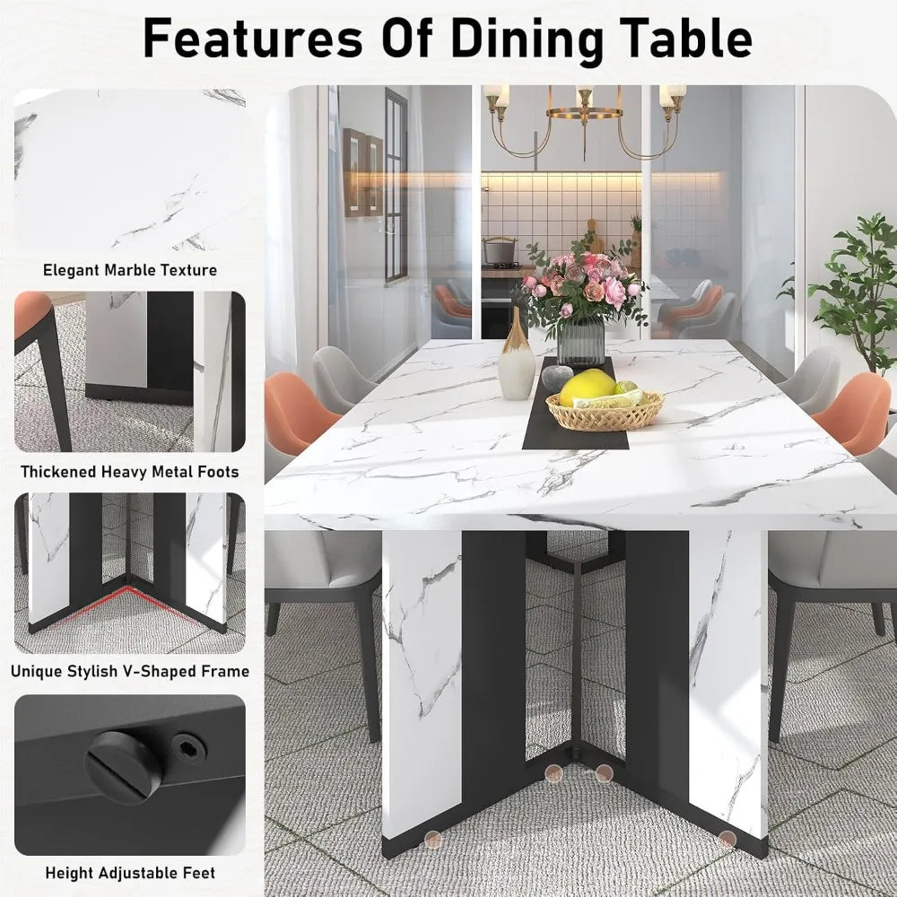 Modern Waterproof Rectangular Dining Table For Six To Eight
