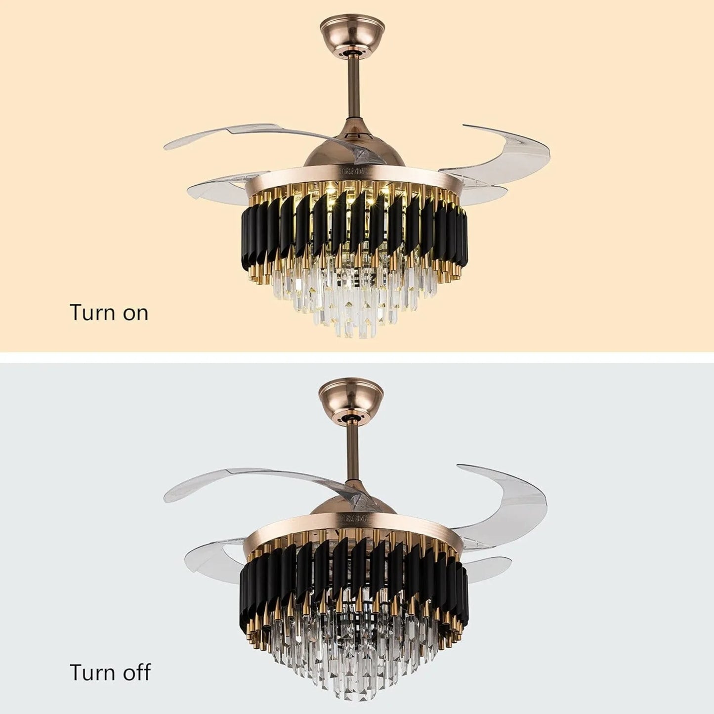 Crystal Ceiling Fan With LED Light And Remote Control