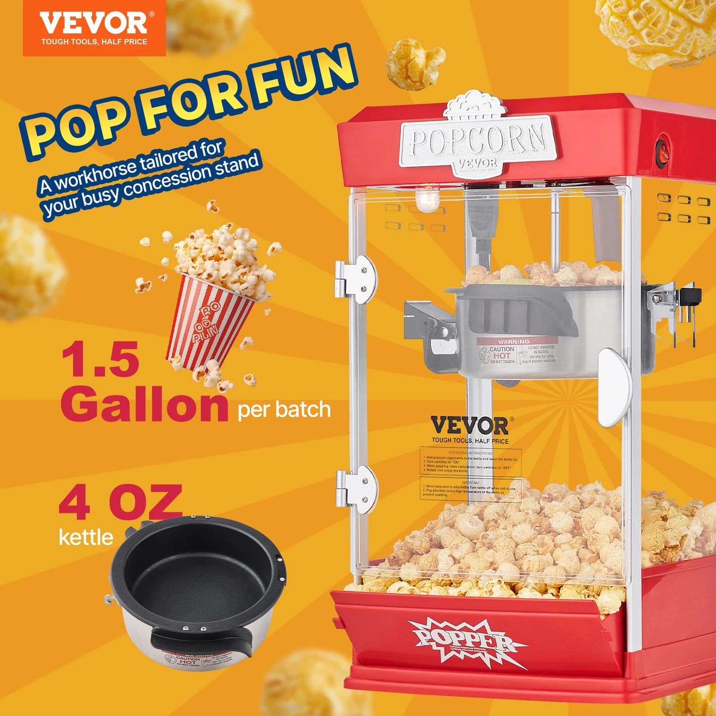 SucceBuy Commercial Popcorn Maker For Countertop Professional Quality