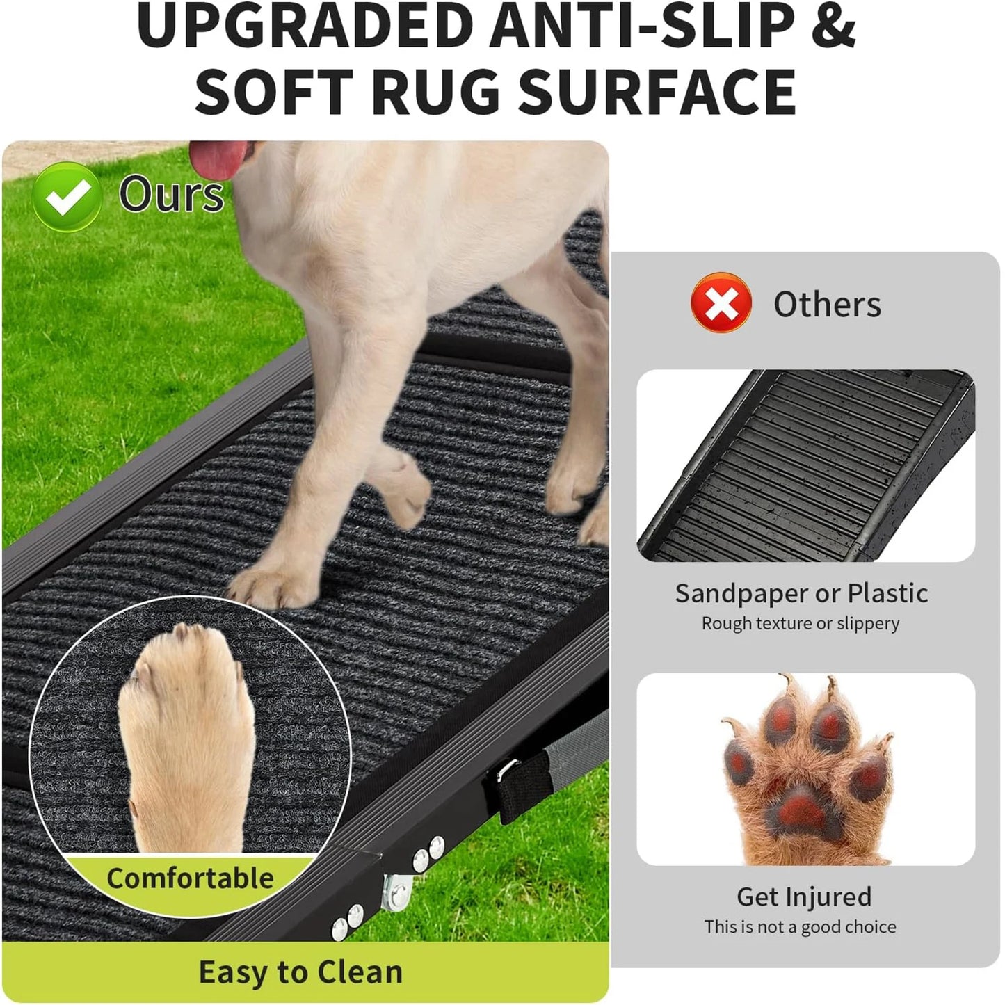 HiMISS Upgraded Dog Ramp For Cars With Non Slip Surface
