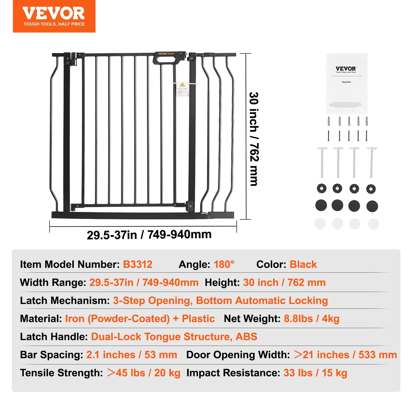 SucceBuy Baby Gate Walk Through Pet Security Pressure Mount