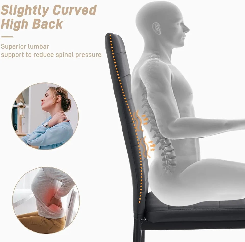 Dining Chairs Set of 4 With PU Leather Padded High Back Foot Cap Protection