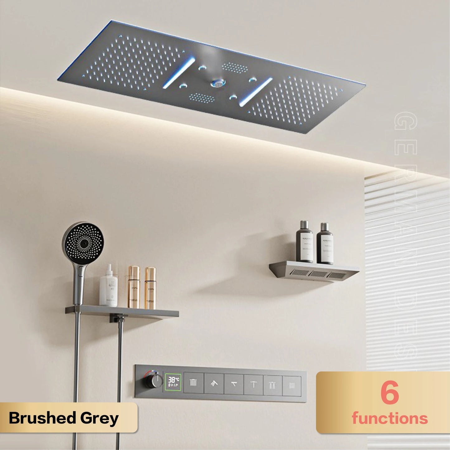 Aitana Luxury Brass Gunmetal LED Display Thermostatic Shower System