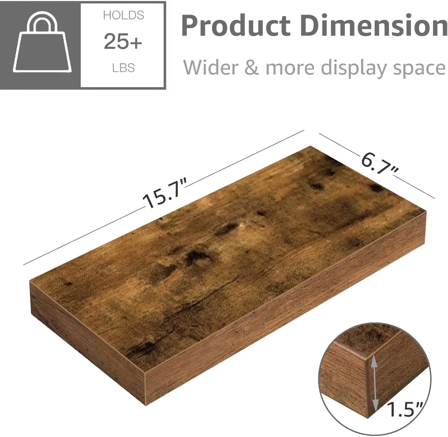 Floating Shelves Set Of 4 Wall Storage Farmhouse Brown