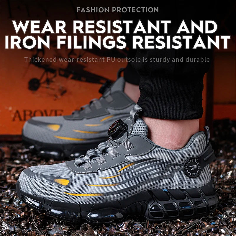 Breathable Lace Free Soft Sole Safety Shoes for Men