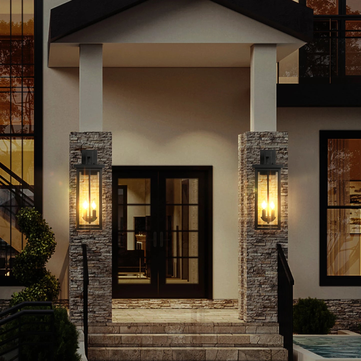 ARLGSITE Outdoor Wall Lantern With Dusk To Dawn Sensor Matte Finish