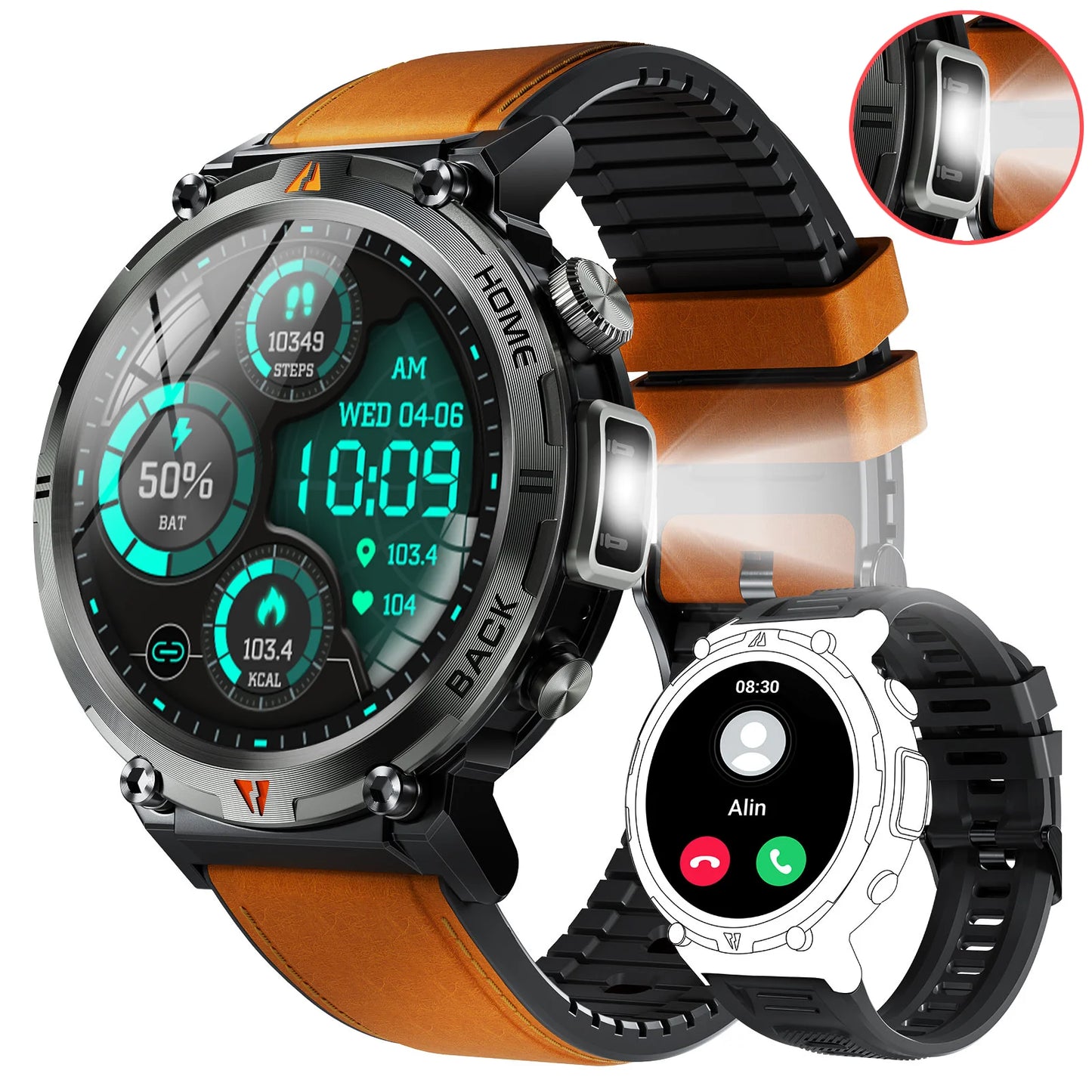 EIGIIS KE3 Smartwatch for Men Bluetooth Health Monitor Heart Rate