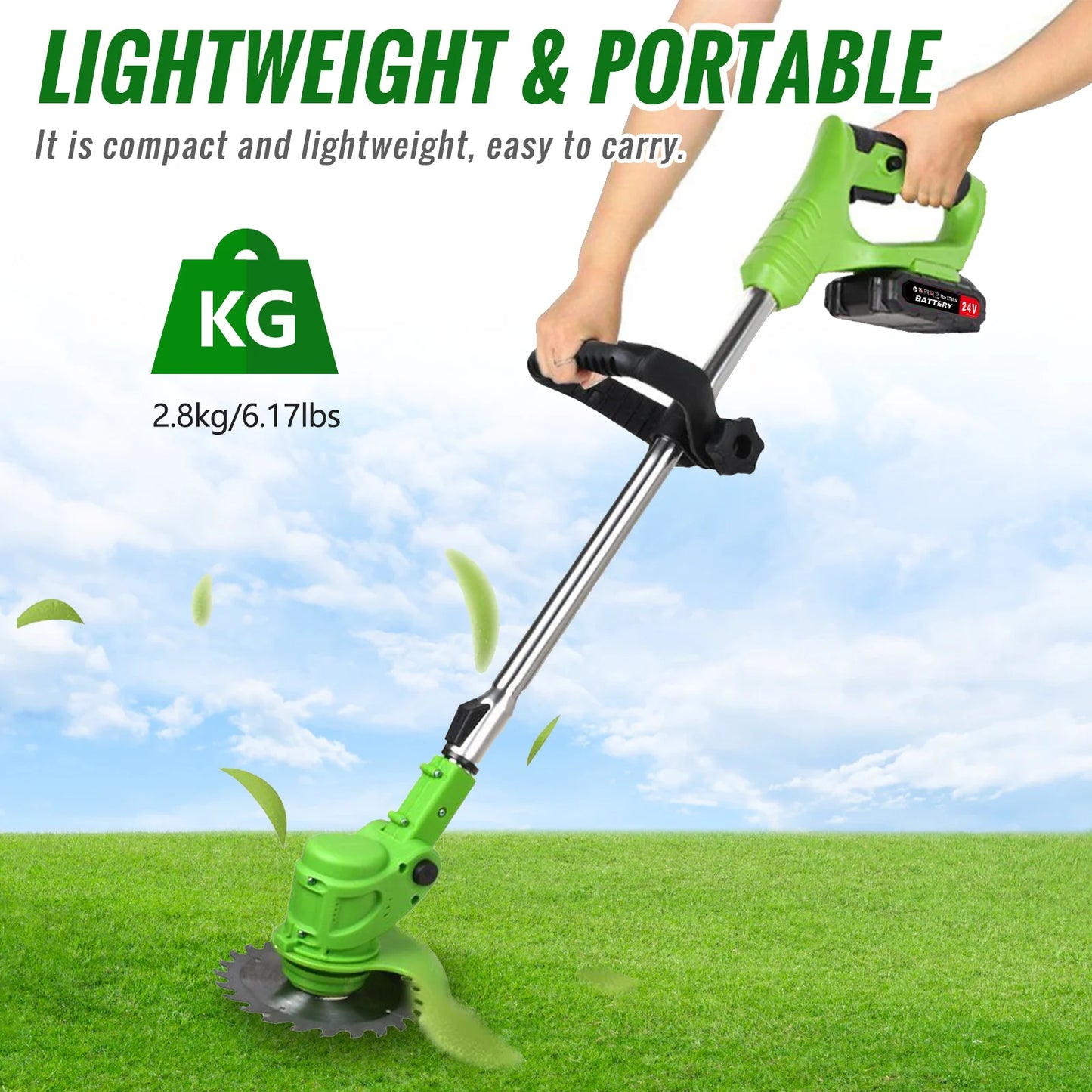 Electric Cordless Weed Trimmer 2in1 Grass Cutter With Battery