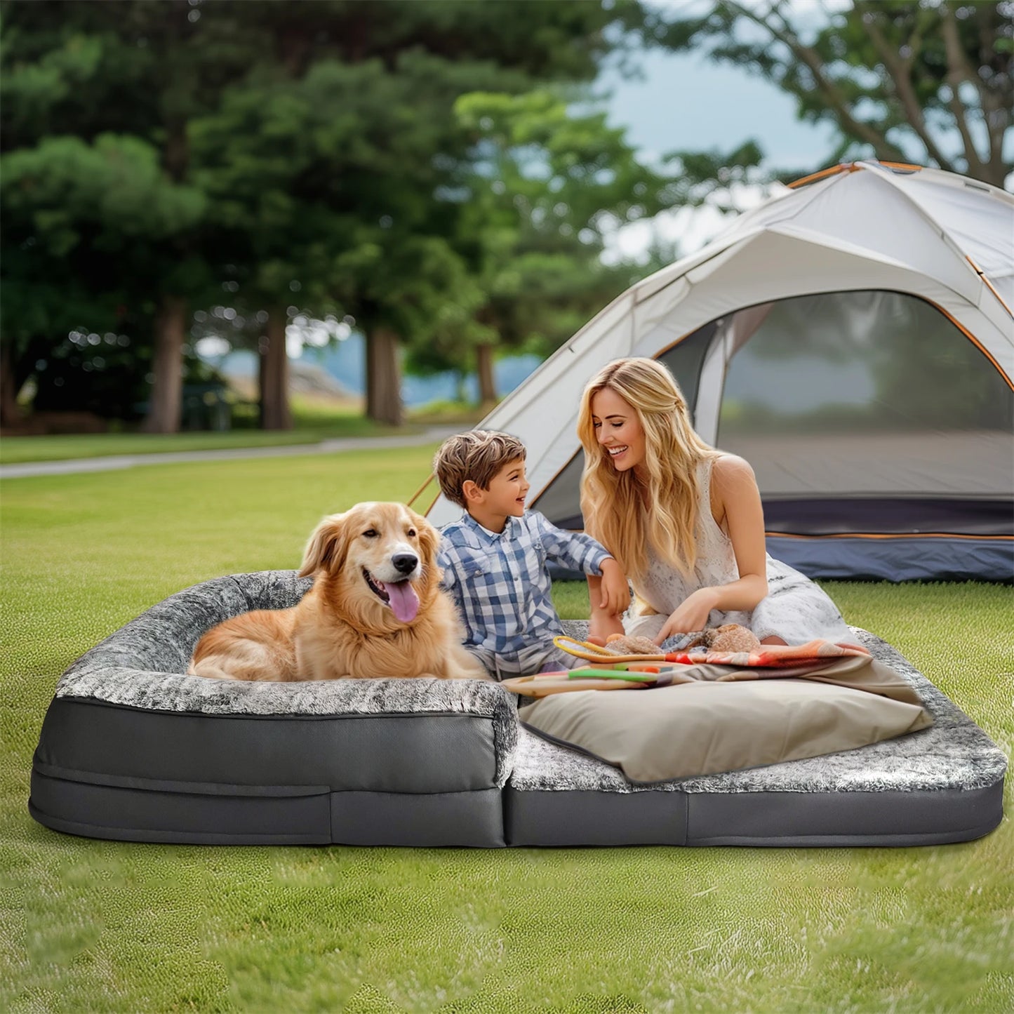 BINGOPAW Orthopedic Dog Bed For Adults Foldable Plush Cushion