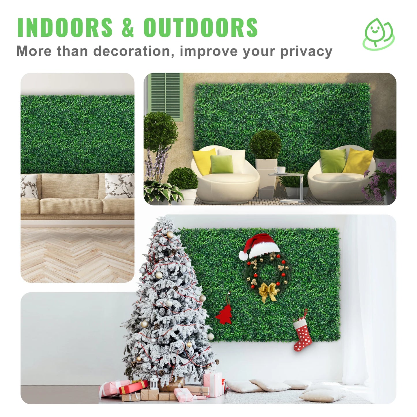 Artificial Boxwood Wall Panels UV Resistant Backdrop