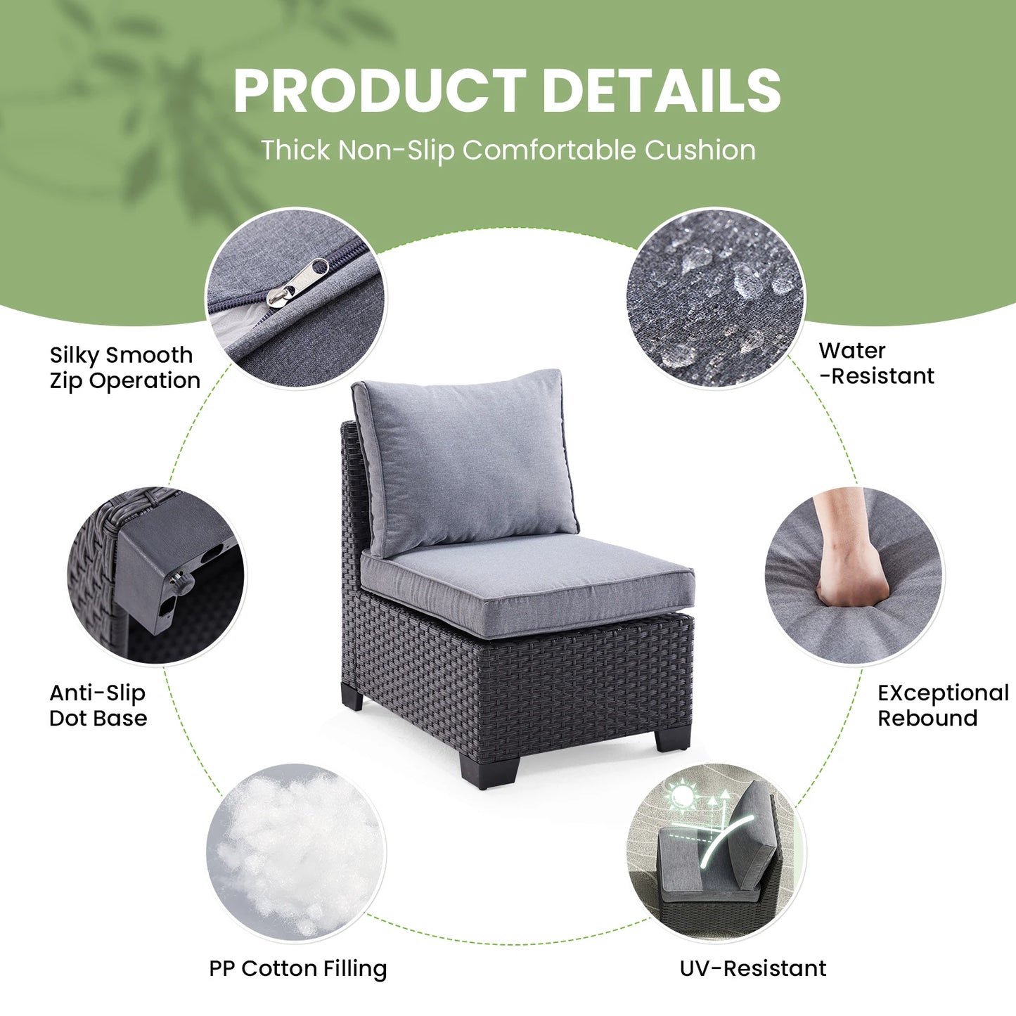 Outdoor Sectional Sofa Set With Ottoman Water Resistant Fabric