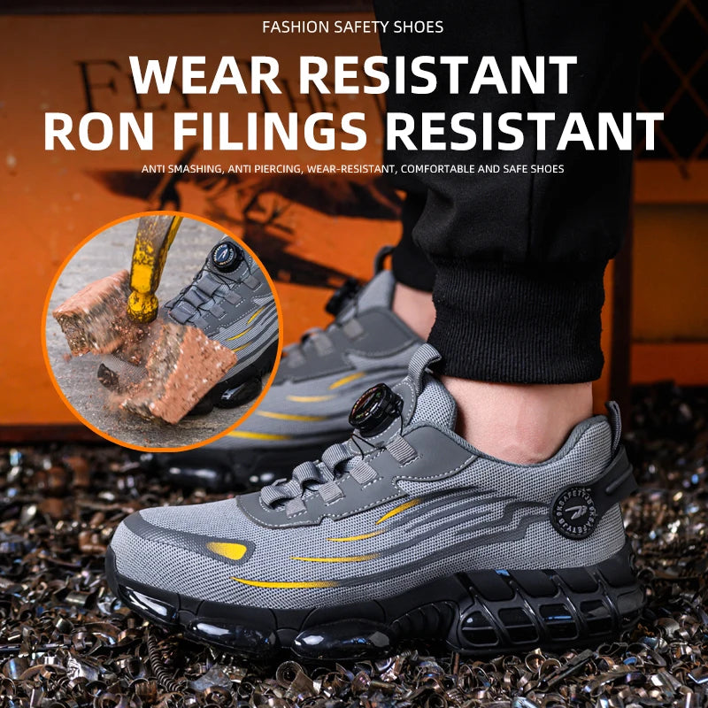Breathable Lace Free Soft Sole Safety Shoes for Men