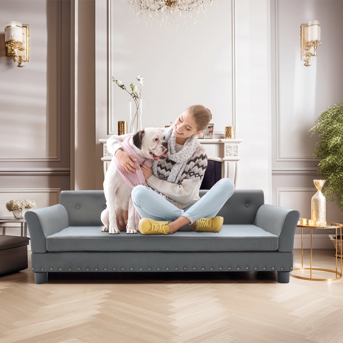 BORWART Heavy Duty Pet Sofa Bed Large Raised Dog And Cat Couch