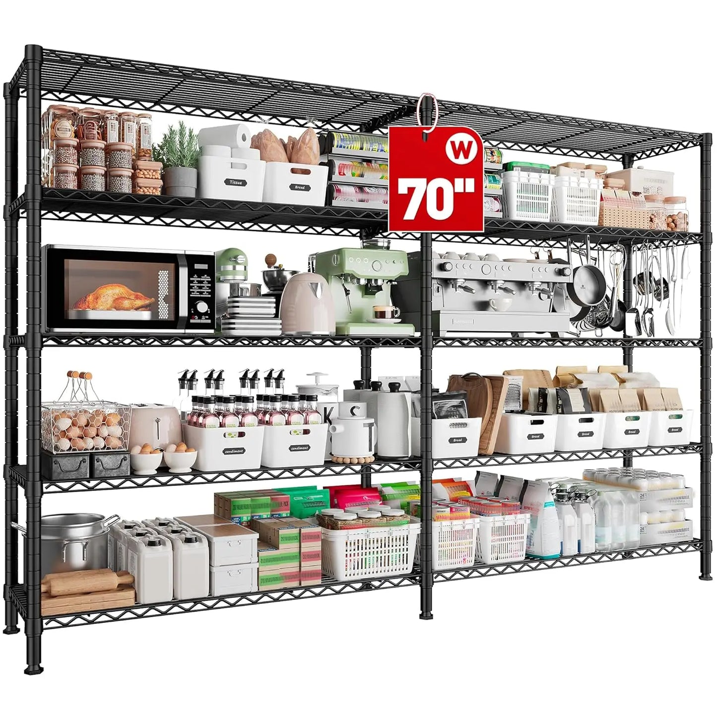 JIUAN 5-Tier Metal Wire Shelving Unit for Garage Storage