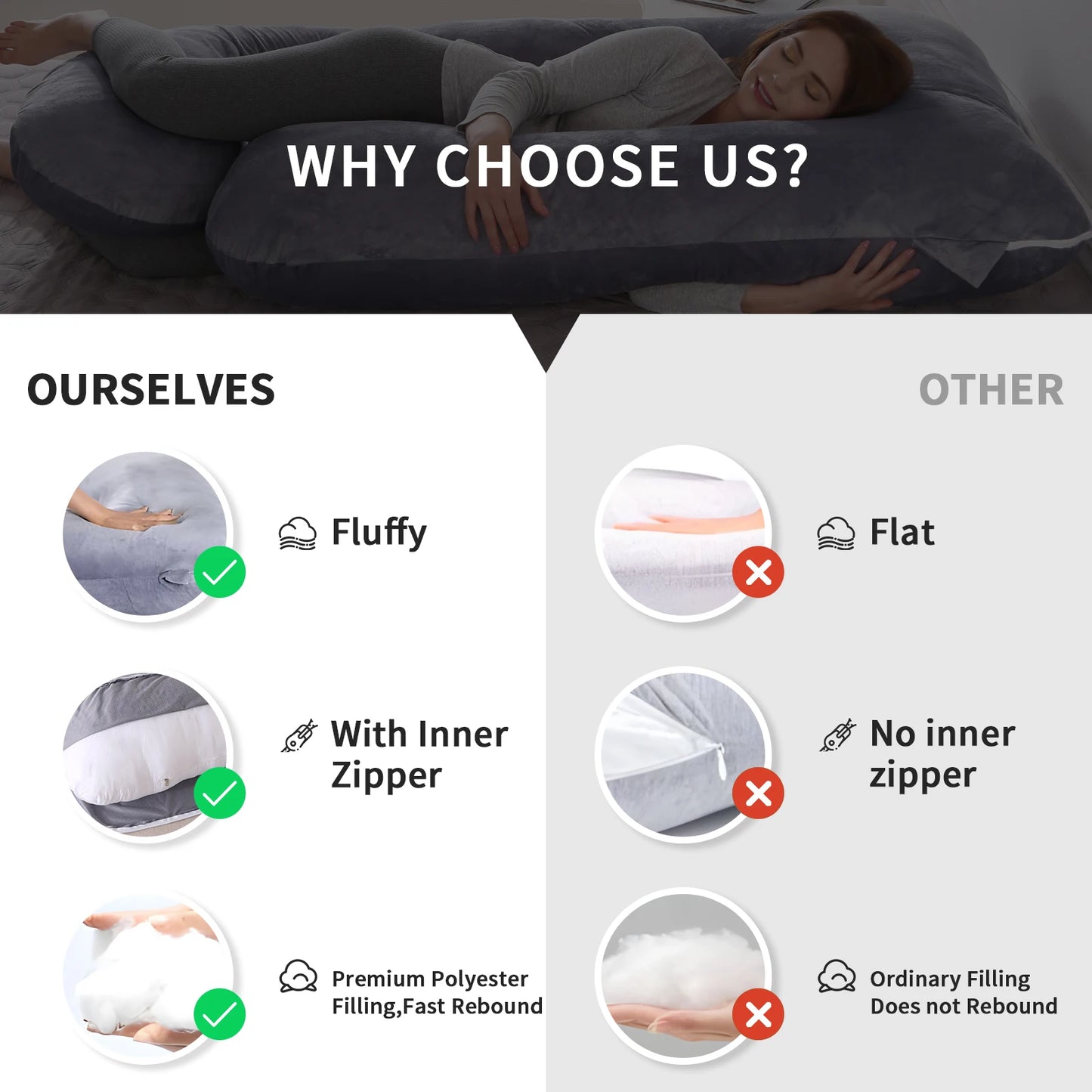NONECN G Shaped Pregnancy Pillow for Full Body Comfort