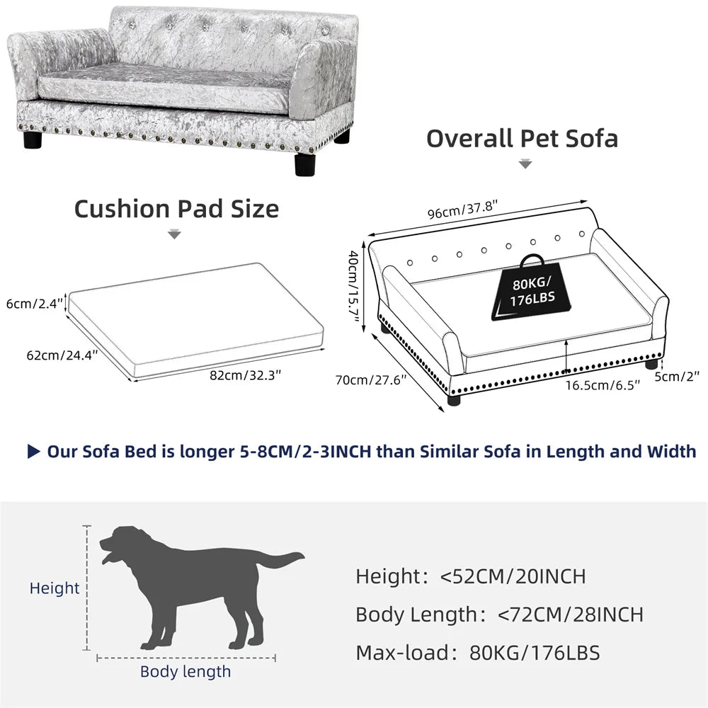 BORWART Heavy Duty Pet Sofa Bed Large Raised Dog And Cat Couch