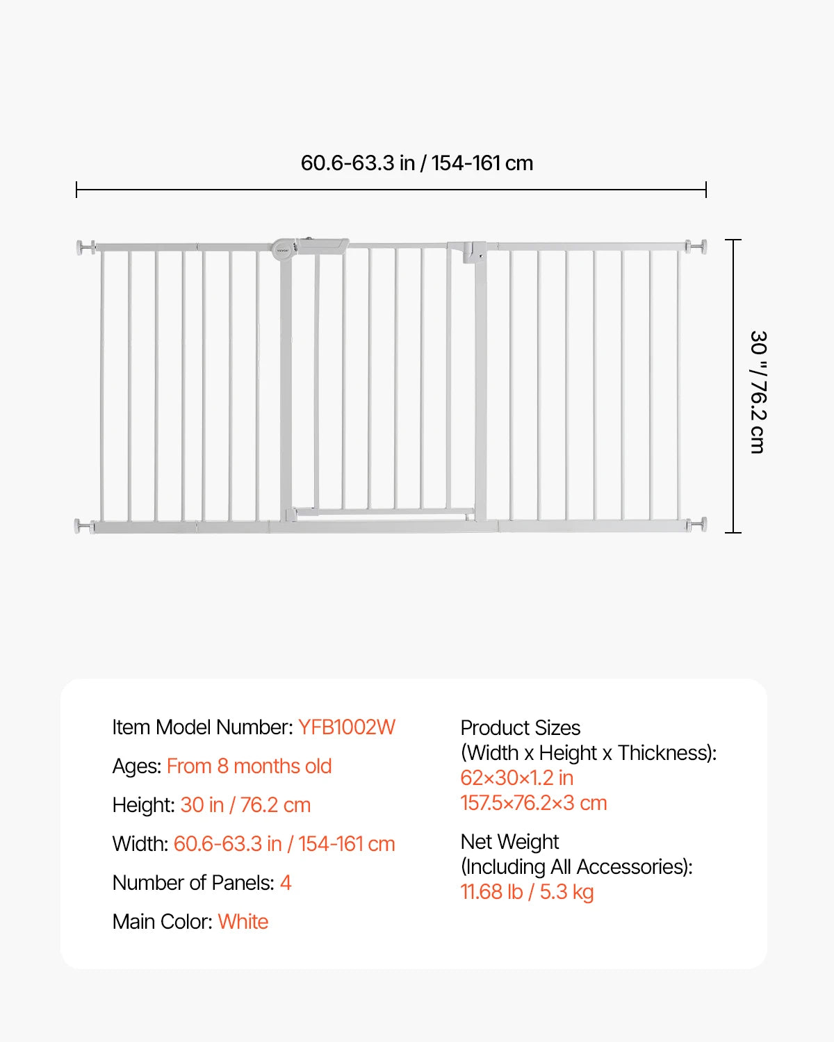 SucceBuy Baby Gate Walk Through Pet Security Pressure Mount