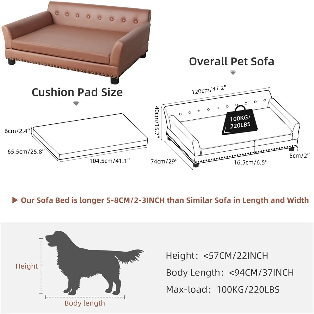 BORWART Heavy Duty Pet Sofa Bed Large Raised Dog And Cat Couch