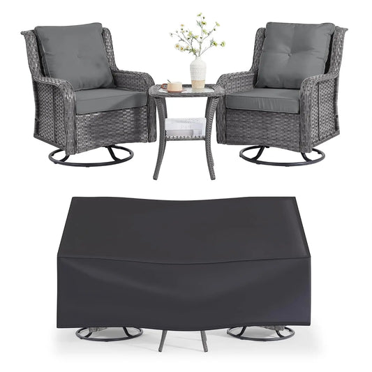 Outdoor Wicker Patio Set With Swivel Chairs And Table