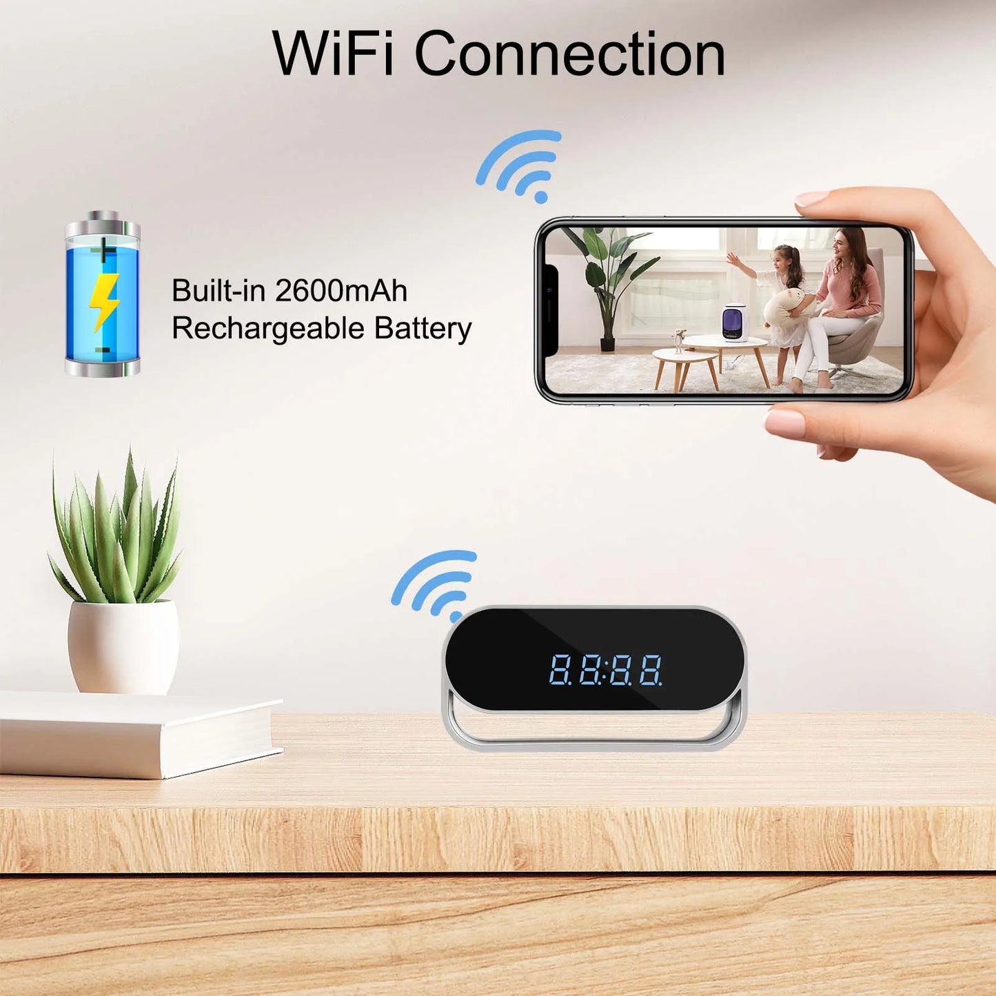 Ouvis 4K HD Camera Clock With WiFi Night Vision Surveillance