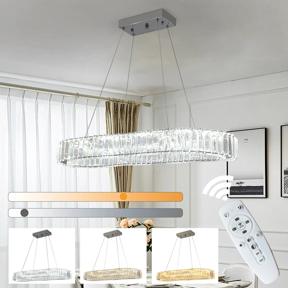 VETRULUS Modern Luxury Crystal Oval LED Pendant Chandelier
