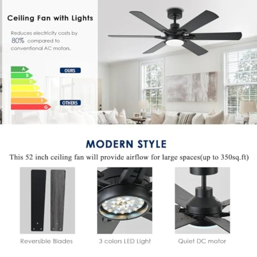 Ceiling Fan With RGB Lights Remote And App Control