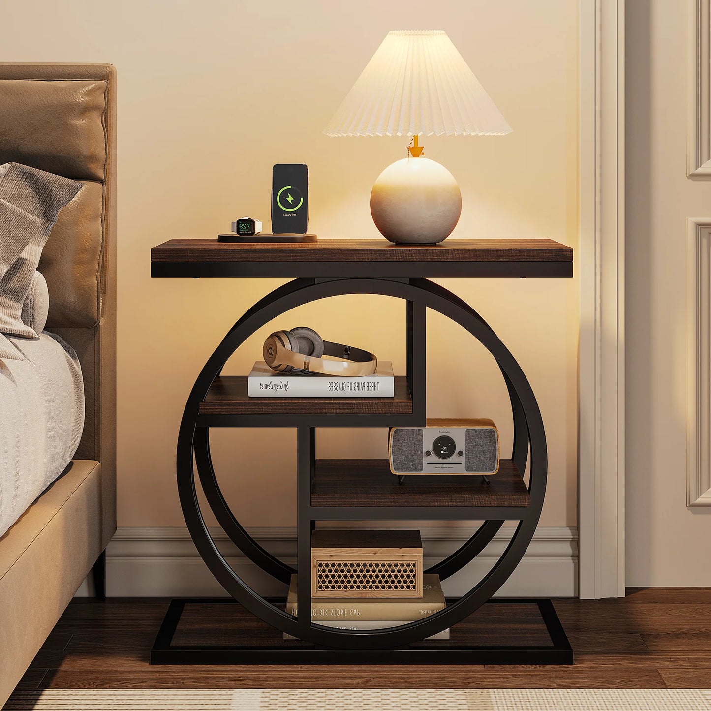 Tribesigns End Table with Storage Shelves, Industrial Narrow Side Table