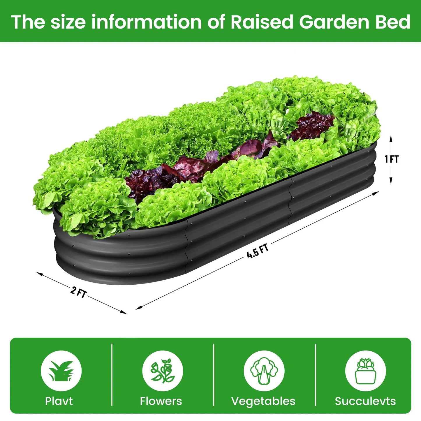 HiMISS Oval Galvanized Steel Raised Garden Bed Two Pack