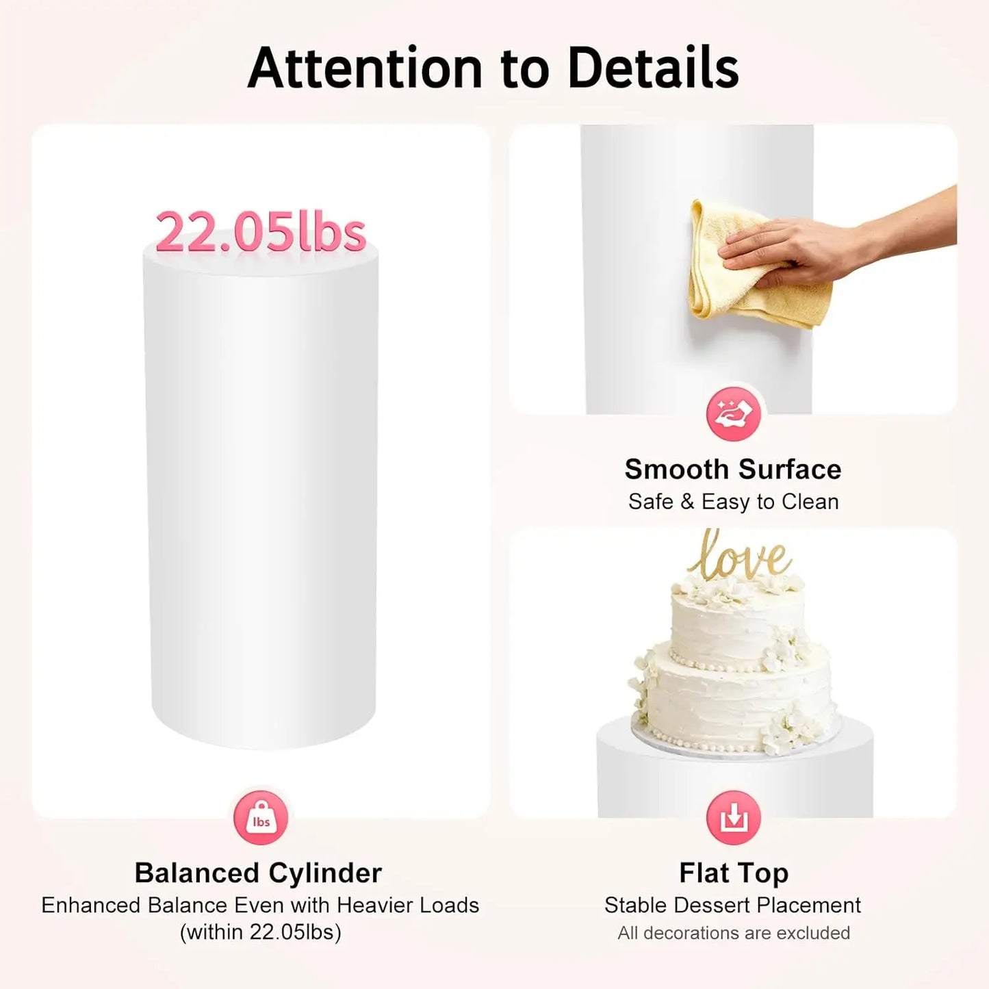 Bymaocar Metal Cylinder Pedestal Cake Stand For Dessert Display