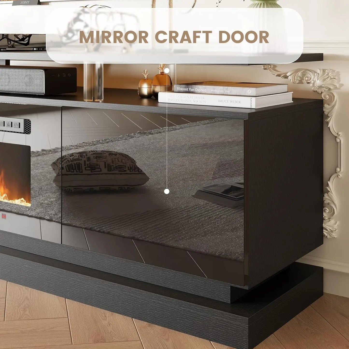 Modern Fireplace TV Stand Media Console With Storage