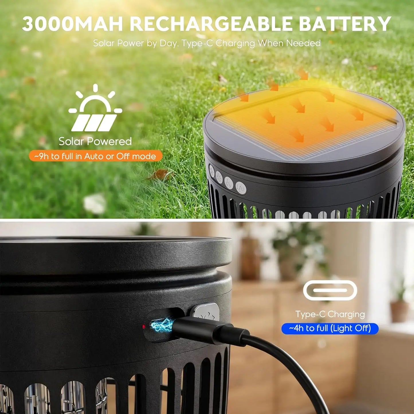 Solar Bug Zapper Outdoor 3-In-1 Mosquito Zapper For Yard
