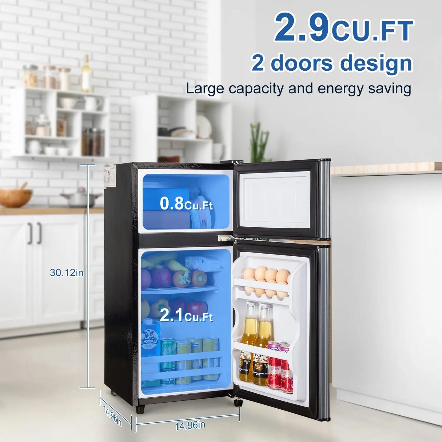 Krib Bling Mini Fridge With Freezer Energy Efficient Low Noise