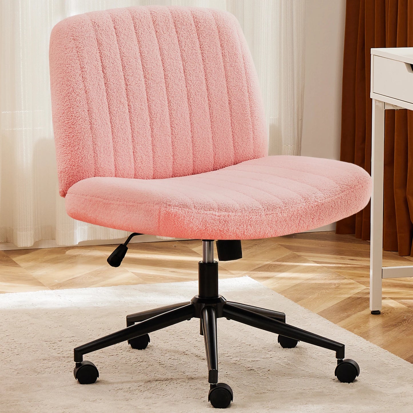 JHK Armless Office Chairs With Wheels PU Leather Swivel Adjustable