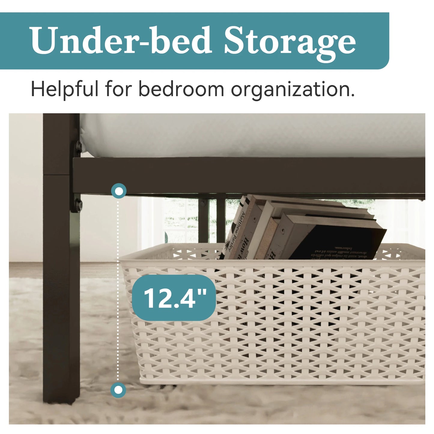 HOOMIC Canopy Bed Frame With Enhanced 4 Poster Crossbars