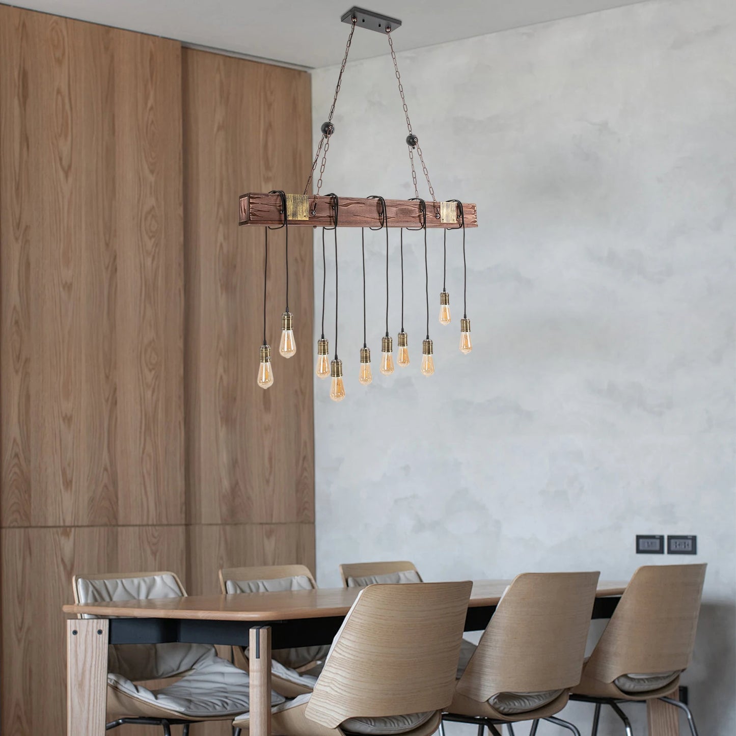 Vintage Wood Ceiling Chandelier Pendant Light E26 Loft Bar