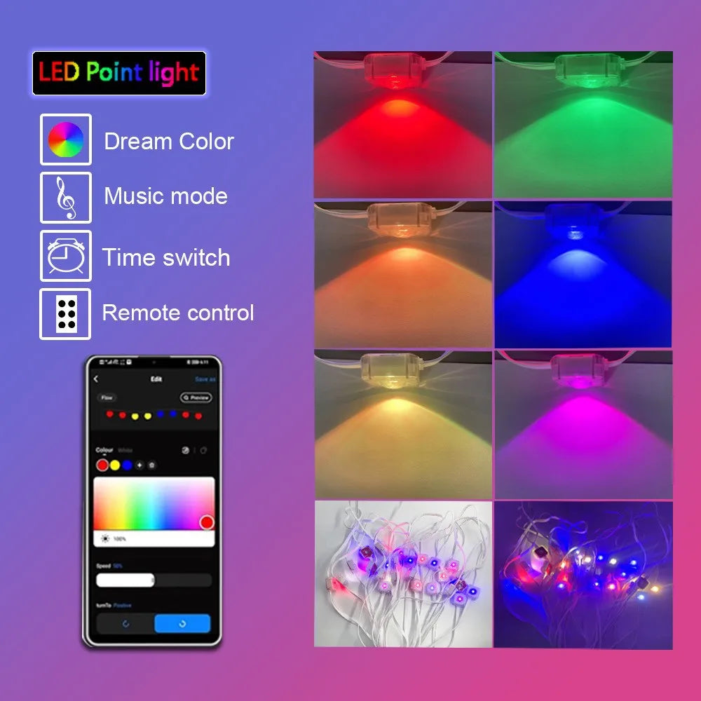 MIMIRGB Waterproof Outdoor LED Light String Eaves Lights With App Control