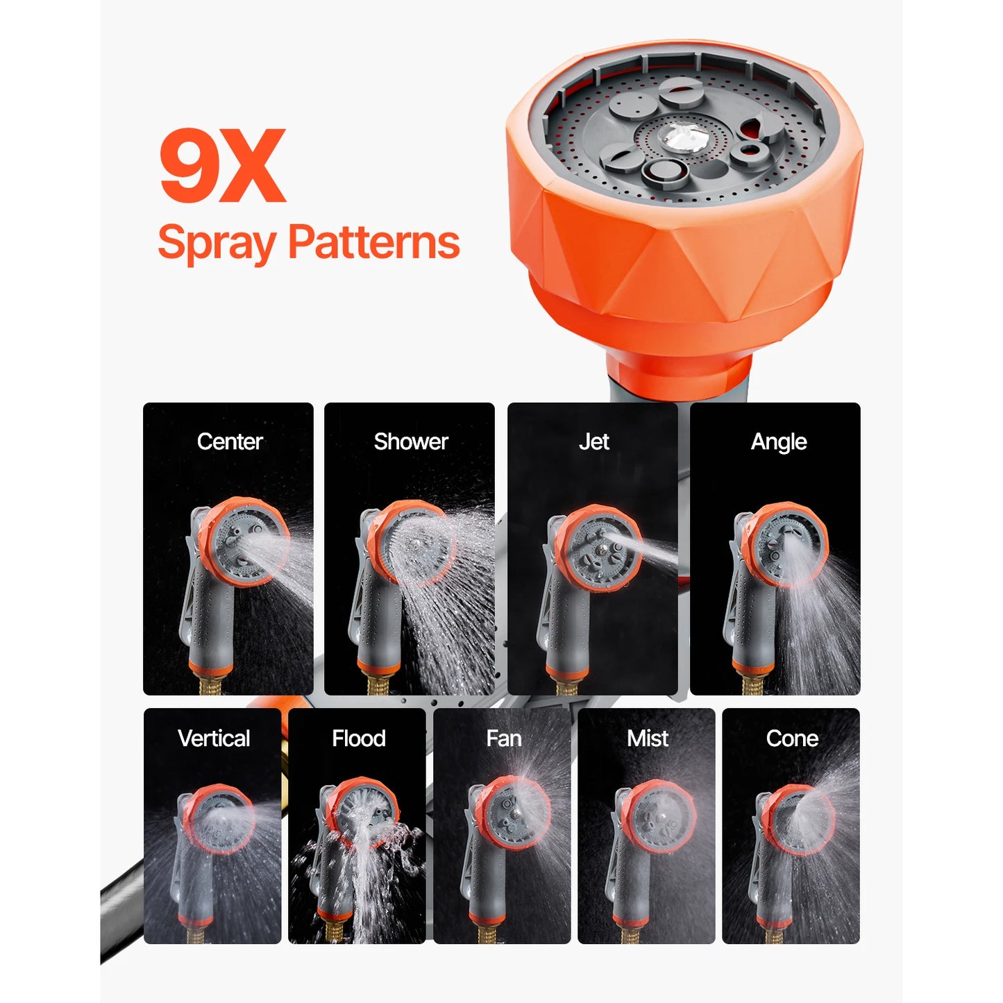 SucceBuy Retractable Garden Hose Reel With 9-Pattern Nozzle
