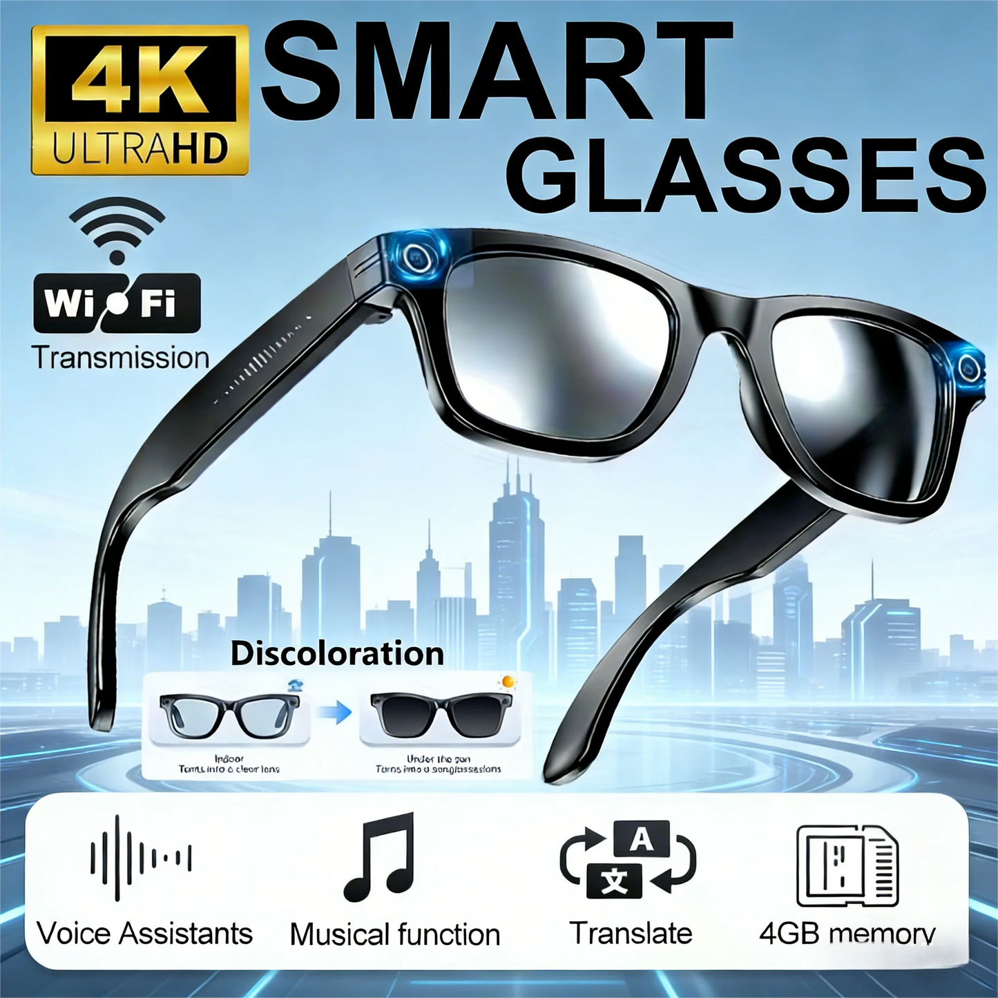 Giinova AI Smart Video Glasses With Camera And Photo Capabilities