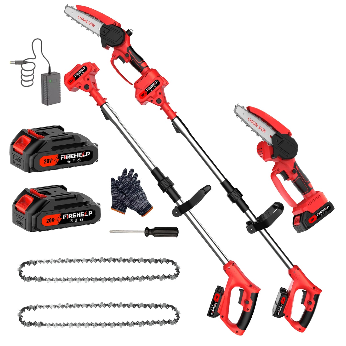 Firehelp 2-In-1 Cordless Pole Saw With Adjustable Extension For Pruning