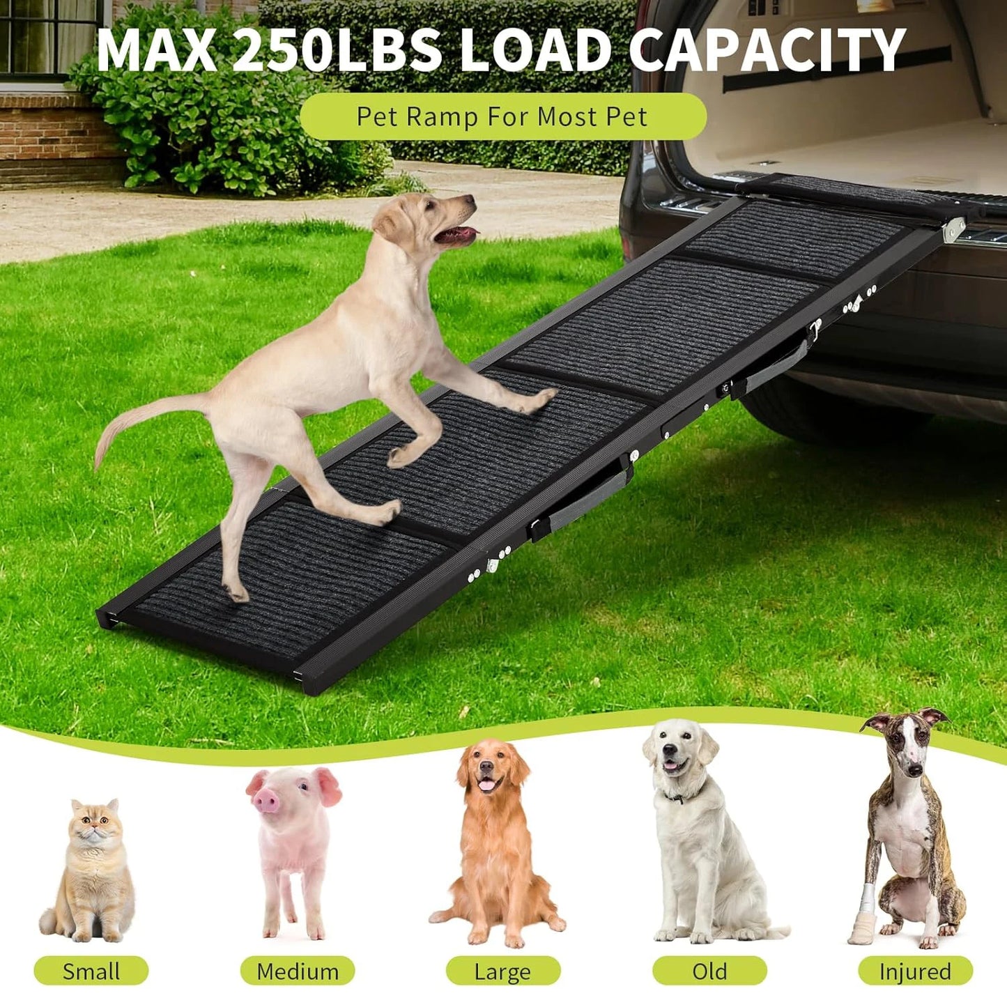 HiMISS Upgraded Dog Ramp For Cars With Non Slip Surface