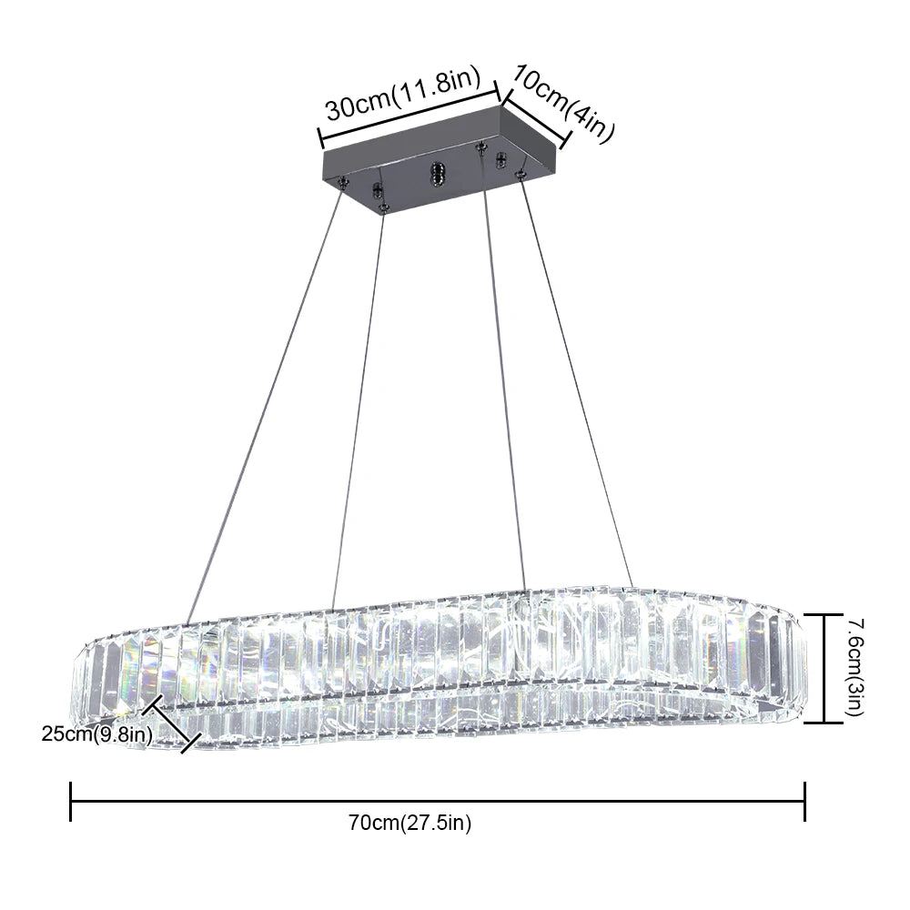 VETRULUS Modern Luxury Crystal Oval LED Pendant Chandelier