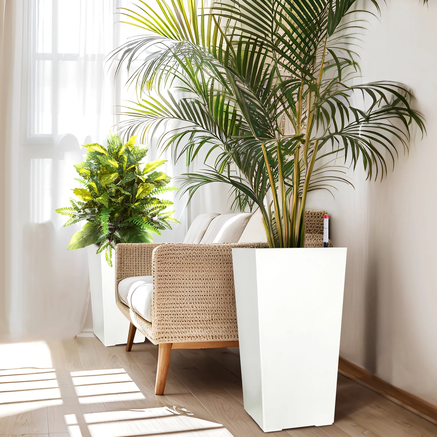 Outdoor Indoor Planter Pots Set With Drainage And Auto Watering