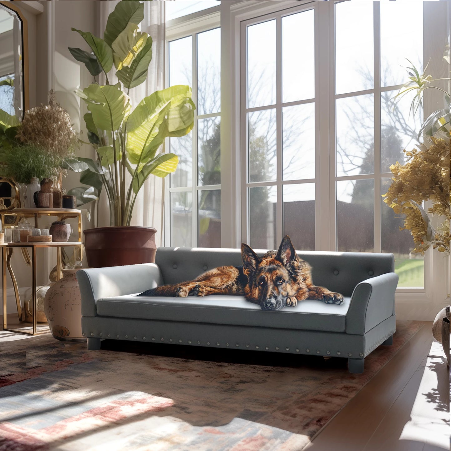 BINGOPAW Elevated Leather Dog Sofa Bed Durable Waterproof