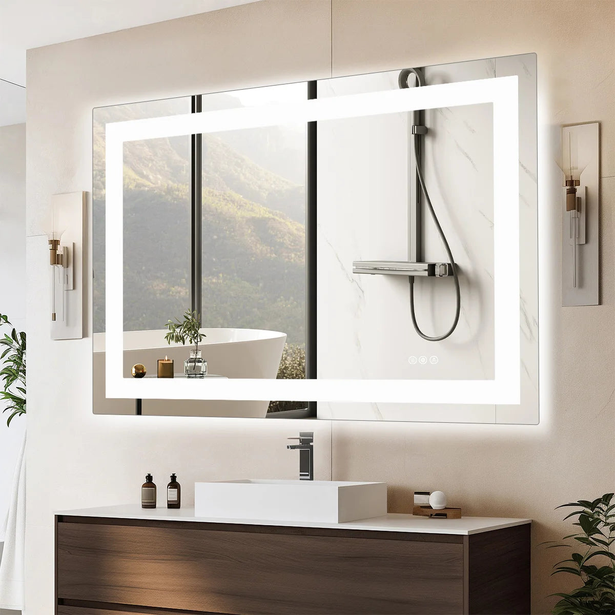JHK LED Vanity Mirror With Memory Function Front And Backlit